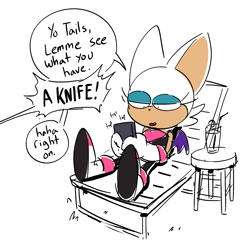 Size: 2468x2380 | Tagged: safe, artist:ellen kramer, rouge the bat, cellphone, dialogue, implied tails, meme