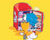 Size: 900x720 | Tagged: safe, artist:aimf0324, miles "tails" prower, sonic the hedgehog, back quills, duo, food, ice cream, refridgerator, simple background, soda, yellow background