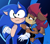 Size: 958x834 | Tagged: safe, artist:superhypersonic2000, sally acorn, sonic the hedgehog, chipmunk, hedgehog, duo, kiss, sally x sonic, sally's ringblader outfit, shipping, straight
