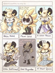 Size: 1406x1844 | Tagged: safe, artist:saviebelle, oc, oc:angelia the jaguar, dress, jaguar, knife, meme, six outfits, solo