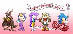 Size: 2048x947 | Tagged: safe, artist:jiji maduakor, artist:robotic pastries, artist:sea salt, artist:sweetshadow, artist:ursine times, artist:vintage japes, bernadette hedgehog, brenda the hedgehog, longclaw, queen aleena, sonic the hedgehog, mother's day, sunflower