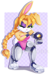 Size: 614x878 | Tagged: safe, artist:metalpandora, bunnie rabbot, arm cannon, solo