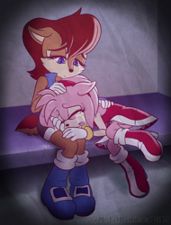 Size: 668x880 | Tagged: safe, artist:metalpandora, amy rose, sally acorn, crying