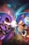 Size: 619x939 | Tagged: safe, artist:sonic457, metal sonic, sonic the hedgehog, hedgehog, duo, fight, flying, galaxy background, looking at each other, male, robot, space background