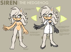 Size: 1900x1400 | Tagged: safe, artist:vyxed, oc, oc:siren the hedgehog, hedgehog, character sheet, glasses, heels, lab coat