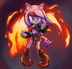 Size: 1891x1828 | Tagged: safe, artist:jamo_art, artist:jamoart, blaze the cat, blaze felding, fire, streets of rage