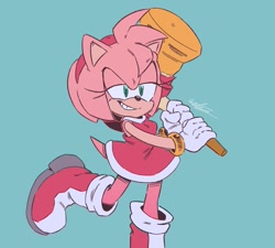 Size: 893x804 | Tagged: safe, artist:aspestose, amy rose, piko piko hammer, smirk, solo