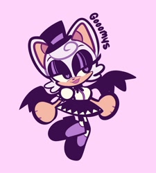 Size: 1800x2000 | Tagged: dead source, safe, artist:gooomys, rouge the bat, featured image, goth outfit, heart eyes, one fang