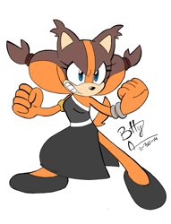 Size: 747x979 | Tagged: safe, artist:ninjahaku21, sticks the badger, dress, fighting pose, little black dress