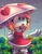 Size: 850x1100 | Tagged: safe, artist:cuteytcat, amy rose, daytime, rain, solo, umbrella