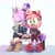 Size: 2700x2700 | Tagged: safe, artist:cuteytcat, amy rose, blaze the cat, duo, hot cocoa