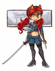 Size: 2720x3494 | Tagged: safe, artist:metalpandora, artist:theartofmatthew, sally acorn, gun, sword