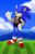 Size: 828x1280 | Tagged: safe, sonic the hedgehog, clouds, daytime, looking at viewer, ocean