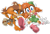 Size: 1280x876 | Tagged: safe, artist:brodogz, belle the tinkerer, sticks the badger, duo, female, frown, simple background, sweat