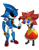 Size: 800x1035 | Tagged: safe, artist:bleedman, metal sonic, oc, oc:eggette, duo, flower, hand on hip, holding something, rose, simple background