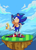Size: 621x868 | Tagged: safe, artist:shadowbff, sonic the hedgehog, hedgehog, daytime, floating platform, holding ring, male, ring, standing