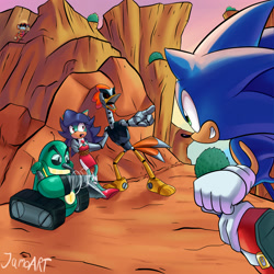 Size: 3000x3000 | Tagged: safe, artist:jamo_art, artist:jamoart, breezie the hedgehog, coconuts, grounder, scratch, sonic the hedgehog, adventures of sonic the hedgehog, black sclera