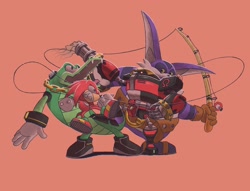 Size: 2048x1568 | Tagged: safe, artist:junkiejl, big the cat, e-123 omega, knuckles the echidna, vector the crocodile