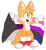 Size: 746x803 | Tagged: dead source, safe, artist:devotedsidekick, miles "tails" prower, fox, black bands, blue eyes, cute, demisexual pride, flag, genderfluid pride, gloves, happy, headcanon, large ears, mouth open, pride, red shoes, signature, simple background, sneakers, socks, solo, tailabetes, two tails, white background, white fur, white gloves, white socks, white tipped shoes, white tipped tail, yellow fur