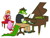 Size: 1280x980 | Tagged: safe, artist:alexthebordercollie, vanilla the rabbit, vector the crocodile, crocodile, rabbit, clothes, duo, female, fully clothed, hat, male, piano, playing music, sitting