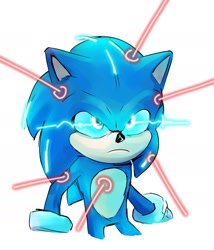 Size: 1552x1817 | Tagged: safe, artist:oitikquinho, sonic the hedgehog, sonic the hedgehog (2020), electricity, laser