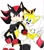 Size: 736x839 | Tagged: safe, artist:emorapunzel, miles "tails" prower, shadow the hedgehog, duo, flying, hand on shoulder, looking at viewer, mouth open, pencilwork, shadow x tails, shipping, simple background, white background