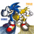 Size: 732x726 | Tagged: safe, artist:darkspeeds, miles "tails" prower, sonic the hedgehog, fox, hedgehog, duo, english text, looking at viewer, male, pose, riders style, thumbs up, white background