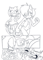 Size: 857x1200 | Tagged: safe, artist:kojiro-brushard, amy rose, sally acorn, comic, monitor, ring
