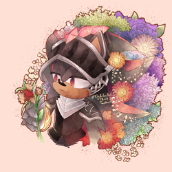 Size: 3500x3500 | Tagged: dead source, safe, artist:cylikaart, shadow the hedgehog, flower, knight armor, sir lancelot, solo