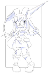 Size: 739x1100 | Tagged: safe, artist:kojiro-brushard, oc, oc:akrasia mediacy, rabbit, boomerang, bootyfull oc, solo