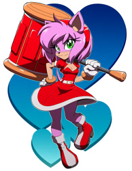 Size: 933x1200 | Tagged: safe, artist:kojiro-brushard, amy rose, piko piko hammer, redesign