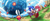 Size: 1280x533 | Tagged: safe, artist:filmmakerj, amy rose, sonic the hedgehog, hedgehog, sonic cd, classic amy, classic sonic, classic sonic (universe), daytime, female, little planet, male, needlenose