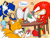 Size: 1280x960 | Tagged: safe, artist:ditzytheartist, knuckles the echidna, miles "tails" prower, sonic the hedgehog, chao, echidna, fox, hedgehog, bloodshot eyes, card, dialogue, uno