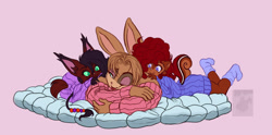 Size: 1600x792 | Tagged: safe, artist:mysteriousfoxgirl, bunnie rabbot, nicole the hololynx, sally acorn