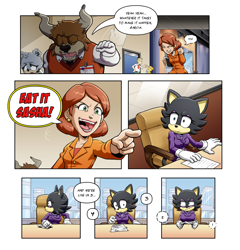 Size: 1000x1040 | Tagged: safe, artist:adokle, artist:joeadok, scarlet garcia, oc, bear, buffalo, comic, dialogue, die hard, faic, news reporters, sasha the cat