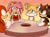 Size: 1280x955 | Tagged: safe, artist:rosyd00dles, amy rose, knuckles the echidna, miles "tails" prower, shadow the hedgehog, alternate eye color, among us, group, table