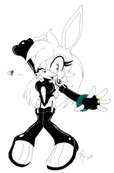 Size: 1200x1831 | Tagged: safe, artist:foxgungrave, bunnie rabbot, heart, looking at viewer, wedding ring, wink