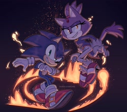 Size: 4000x3539 | Tagged: safe, artist:lemon eyebrows, blaze the cat, sonic the hedgehog