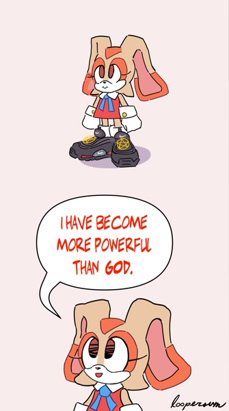 Size: 1192x2136 | Tagged: safe, artist:loopersum, cream the rabbit, dialogue, featured image, satan shoes, solo