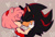 Size: 1280x871 | Tagged: safe, artist:lilredgummie, amy rose, shadow the hedgehog, blushing, kiss, shadamy, shipping, straight