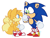 Size: 719x549 | Tagged: safe, artist:clouduu17, miles "tails" prower, sonic the hedgehog, fox, hedgehog, duo, looking at each other, male, white background