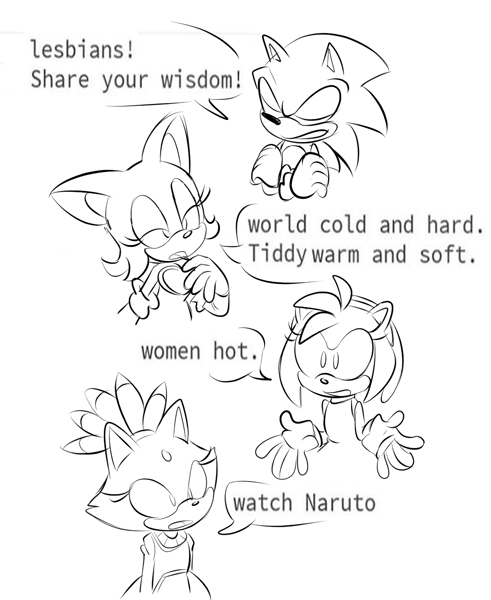 Size: 1045x1276 | Tagged: safe, artist:billybbuckaroo, amy rose, blaze the cat, rouge the bat, sonic the hedgehog, amy's halterneck dress, blaze's tailcoat, dialogue, featured image, meme, rouge's heart top