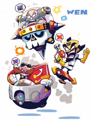 Size: 3128x4096 | Tagged: safe, artist:rariatoo, robotnik, blaster, charging, dr. neo cortex, dr. wily, eggmobile