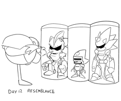 Size: 3000x2492 | Tagged: safe, artist:gigamanart, mecha sonic, robo sonic, robotnik, silver sonic, 30 days sonic