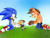 Size: 2048x1536 | Tagged: safe, artist:idalyaoisonic1344, sonic the hedgehog, oc, oc:carly bandihog, hedgehog, hybrid, bandana, bandicoot, bandihog, crash bandicoot, crash x sonic, crossover, crossover shipping, fankid, father and daughter, fingerless gloves, gay, grass, looking at them, magical gay spawn, parent and child, parent:crash, parent:sonic, parents:soncrash, shipping