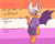 Size: 619x499 | Tagged: dead source, safe, artist:rotshop, rouge the bat, bat, abstract background, dialogue, english text, female, lesbian, lesbian pride, lesbian rouge, looking at viewer, mouth open, positivity, pride, pride flag background, shirt, shorts, solo, standing