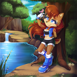 Size: 1200x1200 | Tagged: safe, artist:metalpandora, sally acorn, bird, solo, solo female