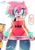 Size: 1415x2001 | Tagged: safe, artist:artgofa, amy rose, angry, electricity, off shoulder, one strap, piko piko hammer, solo, this will end in blood