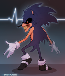 Size: 1767x2085 | Tagged: safe, artist:brain-plague, sonic the hedgehog, oc, oc:sonic.exe, creepypasta, solo