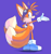 Size: 1831x1965 | Tagged: safe, artist:cynicallysly, miles "tails" prower, blue shoes, fluffy, goggles, looking back, open mouth, purple background, redesign, simple background, smile, solo, standing